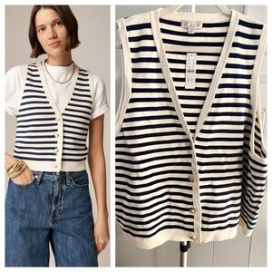 3X NWT J. Crew Navy and White Striped CottonVest
